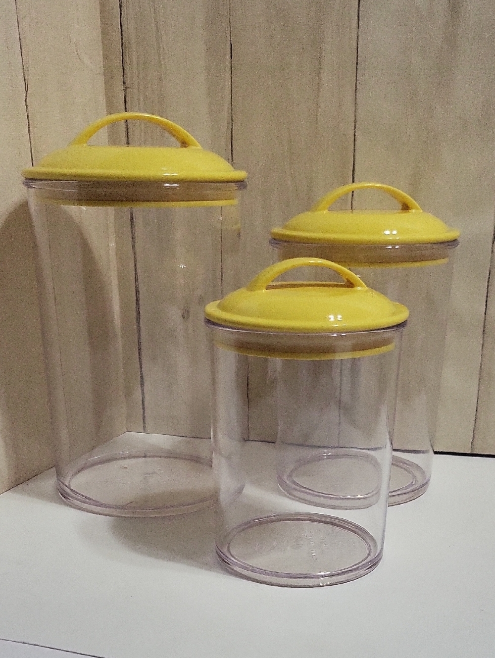 Yellow Handle Clear Kitchen Storage Canisters - Set of 3